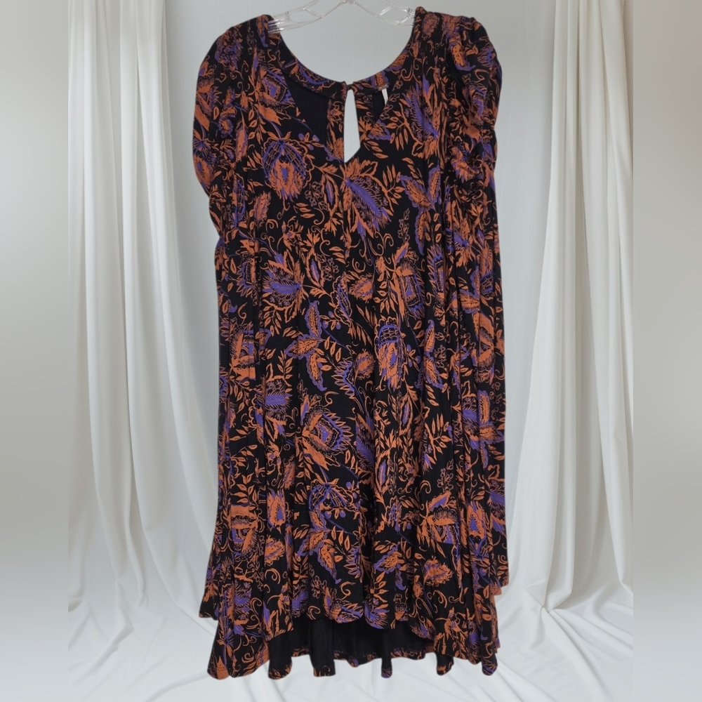 Free People Hello Lover NOIR Floral Tunic/ Dress Size Large